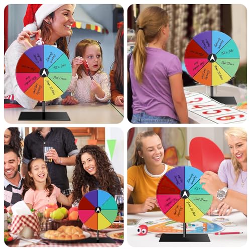 Dhqkqg Glücksrad Zum Drehen, Glücksrad Zum Selbstgestalten, 8 Beschriften Glücksrad, Glücksrad Zum Drehen mit Markierstift und Ständer, Tischglücksrad für Karneval, Gewinnen Von Fortune-Spin-Spielen