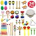 Kids Musical Instruments, PETUOL 24 PCS Valentine's Day Musical Percussion Instrument Set for Toddlers, Xylophone Tambourine for Children Preschool Education, Kids Early Learning Musical Toys Backpack
