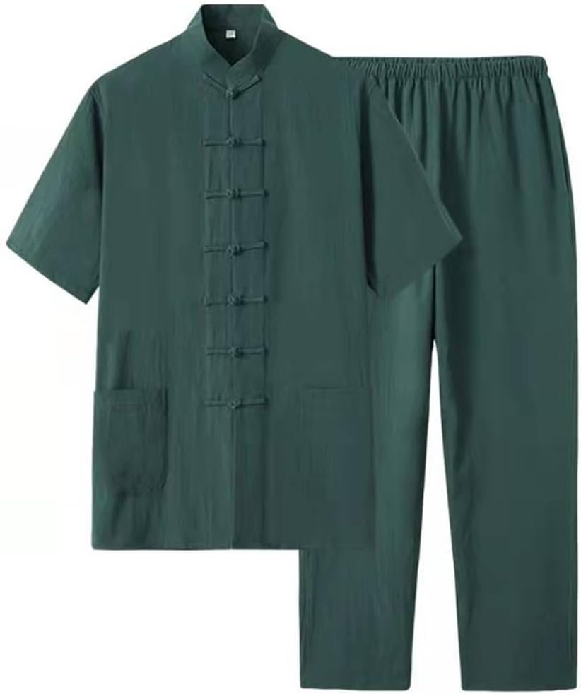 GVILTY Chinese Kung Fu Uniform Pure Cotton Short Sleeve PantsTang Suit Hanfu Chinese Traditional Clothes