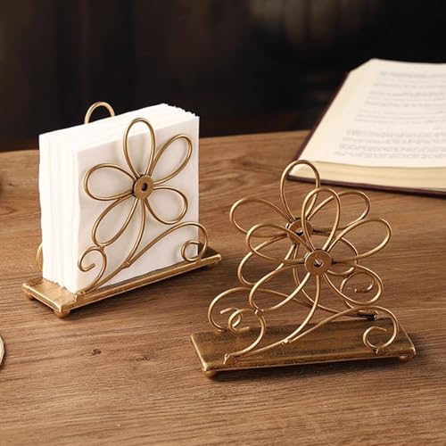 Porte-serviettes en papier fer forgé fleur distributeur bureau - 4