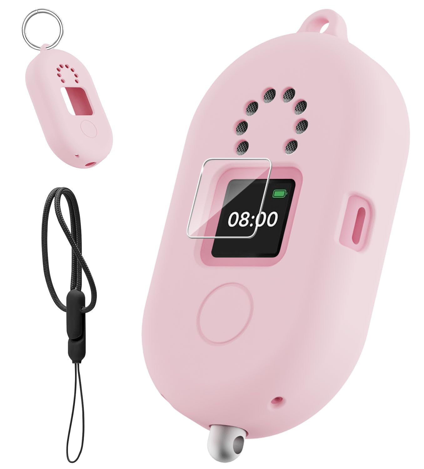 [1+1枚セット] ケース For MIXI みてねみまもりgpsトークplus (MB06) 用カバー+保護フィルム 1枚 シリコン収納ケース 便利 旅行 軽量 全面保護カバー キズ防止 防塵 防震 軽量小型 保護ケース 紛失防止 男女兼用 收納ケース MIXI みてねみまも[1+1枚セット] りgpsトークplus mb06対応（ピンク）