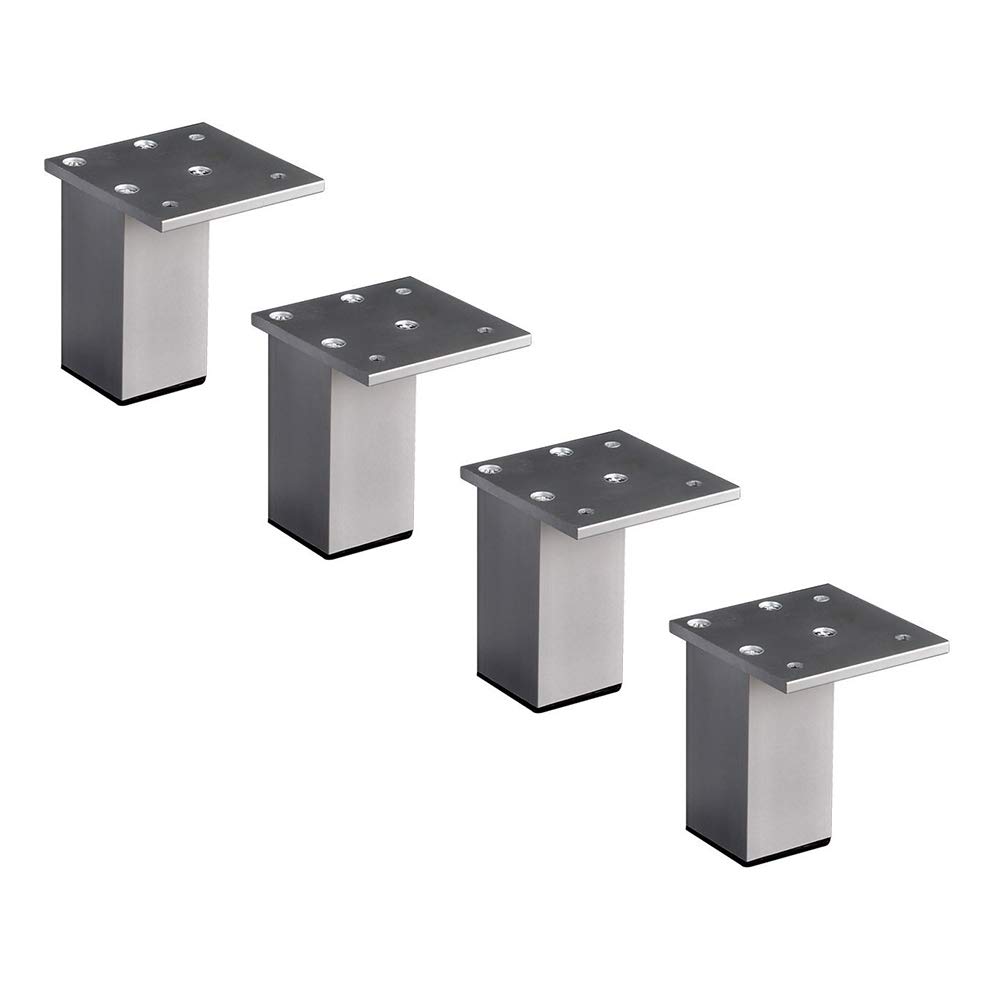 QXXXQ Furniture Legs Metal Silver Kitchen Couch Legs Square Replacement Feet Aluminum Alloy Cabinet Support Legs Anti-rust And Wear Resistant 4Pcs