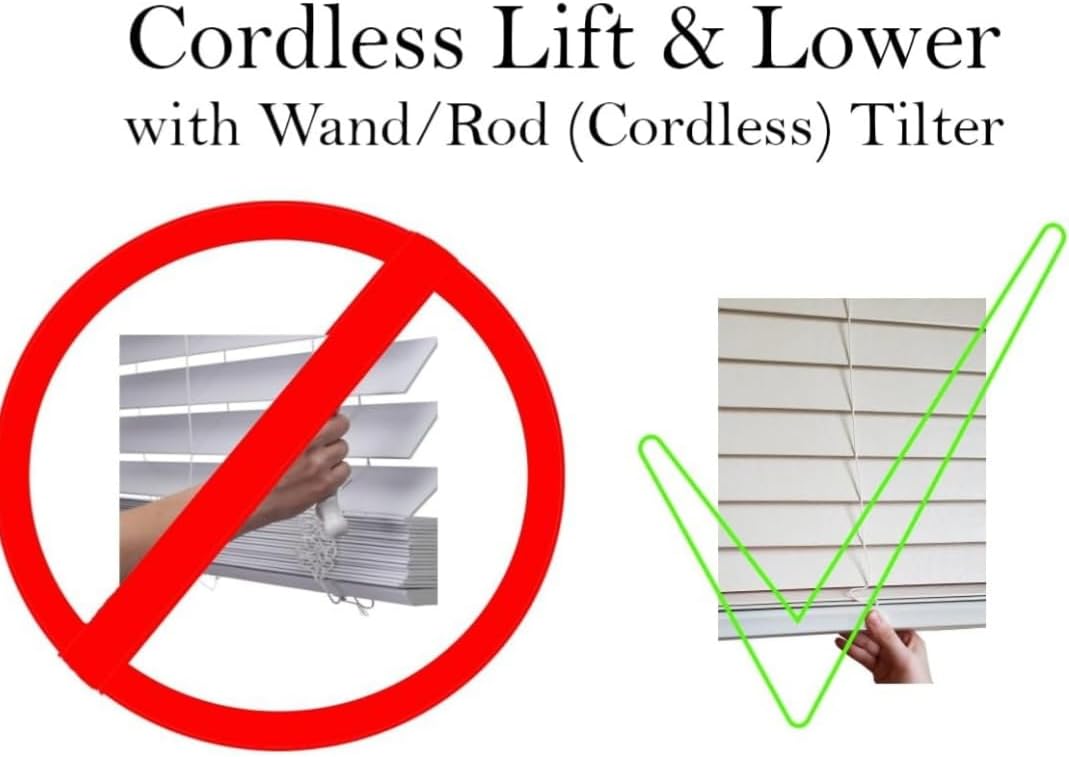 Blinds House Solution, Custom Made 2 Inch Faux Wood Cordless Horizontal Window Blinds for Doors, Ghost White/Snow White, Outside Mount, (23" W x 84" L) 4 51bMSDayYhL. AC SL1500