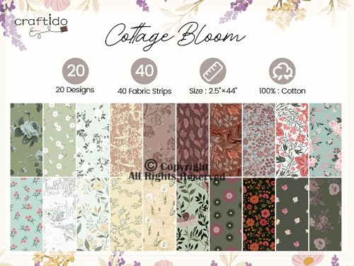 image for Craftido-18 Options-100% Cotton Jelly Roll Fabric Precut Strips for Qu