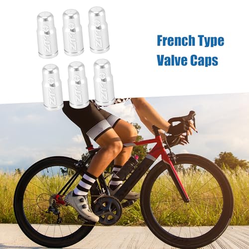 A ABSOPRO Tire Valve Caps Dust Covers for Bicycle Road Bike Silver Set of 6, Silver Tone - Image 2