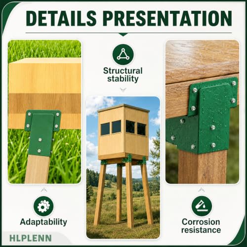Hlplenn 4 Pcs Deer Stand Brackets 4x4, Outdoor Deer Blind Brackets(Green) by Hlplenn - Used condition - Image 3