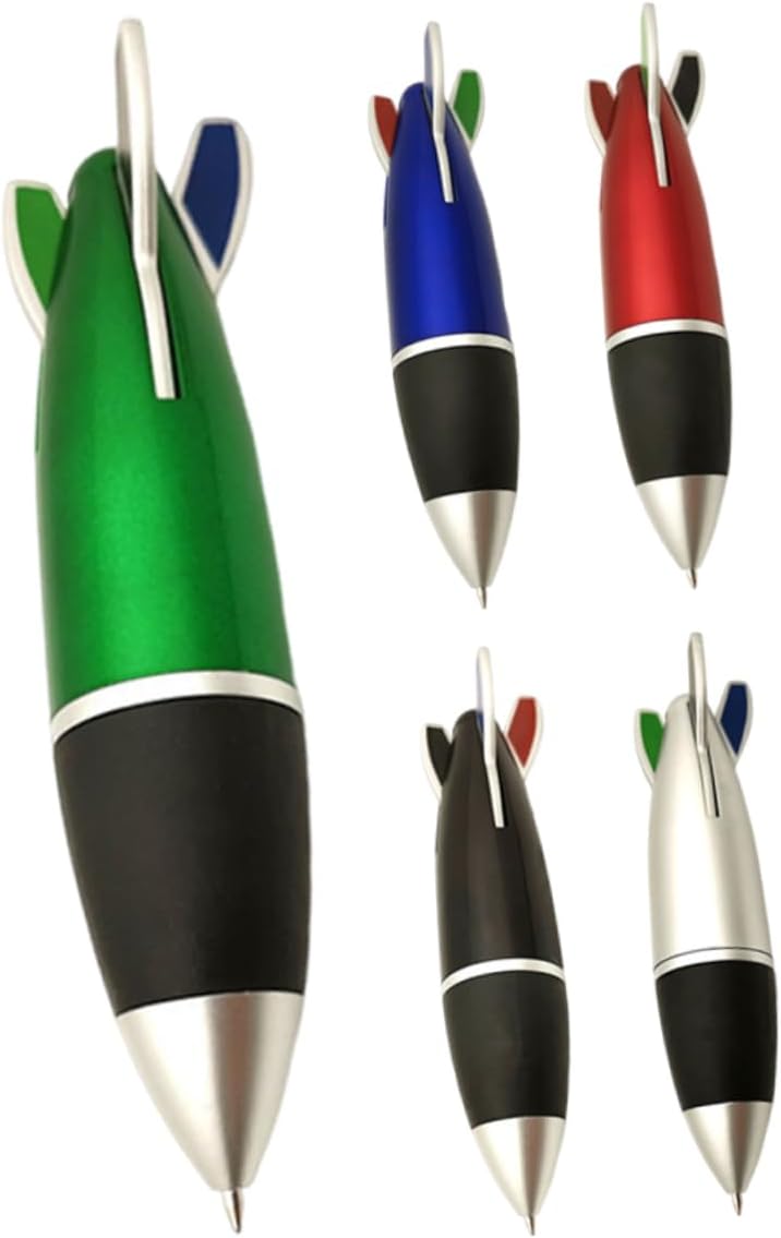 5Pcs Cute Cartoon Rocket Ballpoint Pens Multicolor Writing Pens for School Office Comfortable Grip Space Themed Stationery for Adults