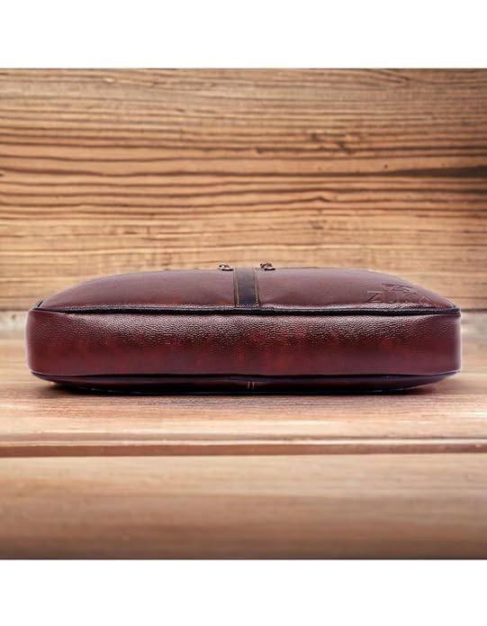 Image of Professional Business Laptop Bag,Leather Briefcase with Shoulder Strap, Multiple Compartments for Men