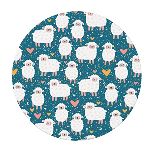 Fiokroo Cute Sheep Tablecloth With Elastic Edge, Round Table Cloth Hearts Polka Dots Background Washable Reusable Table Cover For Kitchen Dining Party Picnic, Small #TOP1