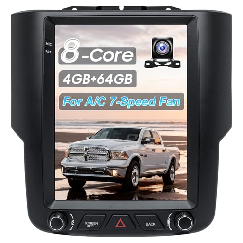 9.7" Car Radio Upgrade Dash Kit for Dodge Ram 2013-2018 1500 2500 3500,Android 13 8Core 4+64GB Wireless CarPlay Android Auto WiFi/Bluetooth5.0/GPS/DSP/SWC/1080P Rear Camera【for A/C 7-Speed Fan】