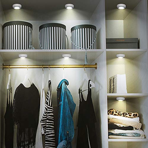 Image of Tap Light Push Lights, 24-Pack Small Bright LED Puck Light Touch Night Lights Battery Operated Stick on Light for Closet Kitchen Cabinet Classroom DIY Letter Lights Holiday Party Decorations