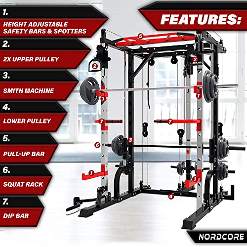 Nordcore Smith Rack – Multifunktional Einstellbare Smith Machine – Multipresse Squat Rack – 110X140X230 cm – Bild 4