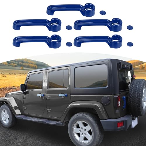 JOSHELA for Jeep JK Door Handle Cover Trim Blue for Jeep Wrangler JK 4DR 2007-2017 Blue Exterior Accessories 5pcs