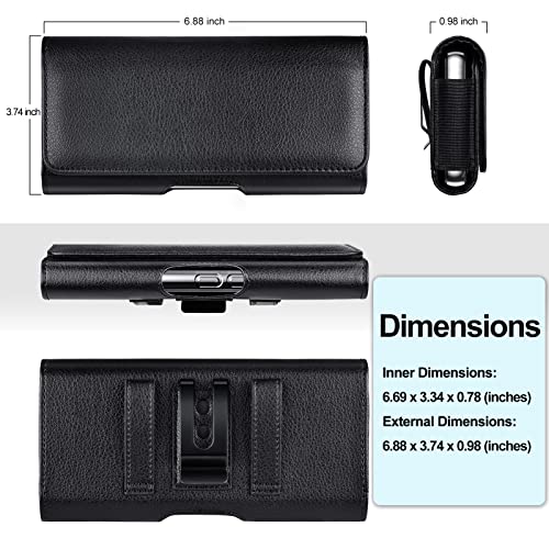 Ykooe Premium Pu Leather Holster For Iphone 13 Pro 13 12 12 11 Xr, Max, With Card Slot Holder Cell Phone Belt Clip Case Samsung Galaxy S22 S21 S20 A32 A13 (Fits Phone With Otter Box Case On), Black #TOP1