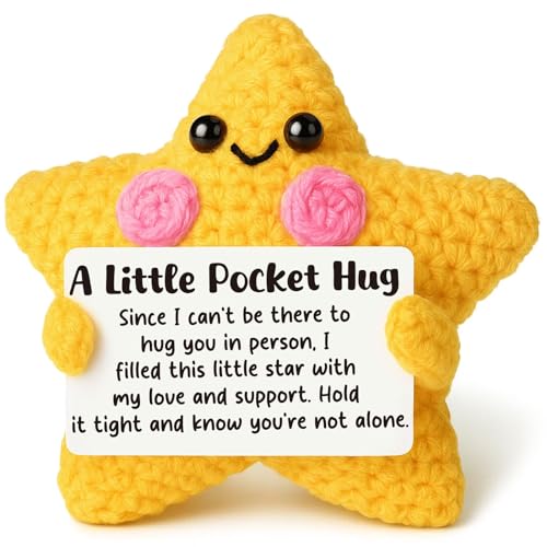 Crochet Star Pocket Hug Thinking of You Gift for Friend Get Well Soon Care Package Long Distance Relationship Keepsake Emotional Health Support Gift for Anxiety Miss YouWomen Men