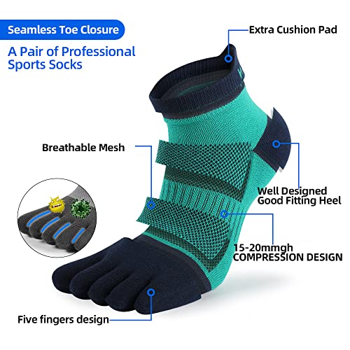 Sports toe socks Bundle Men's Cotton Toe Socks Five Finger Socks 4 pair & Compression Toe Socks 3 Pair4