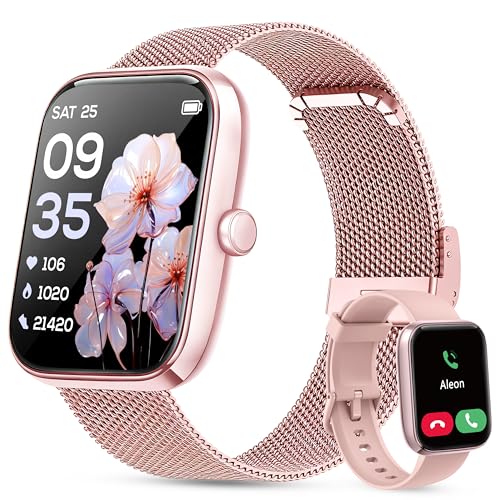 KALINCO Smart Watch Women [2 Bands, 44mm case] Alexa Fitness Tracker, Heart Rate, Sleep, Stress & SpO2 Monitor, IP68 Waterproof Smartwatch, Make/Answer Calls, Compatible with iOS & Android