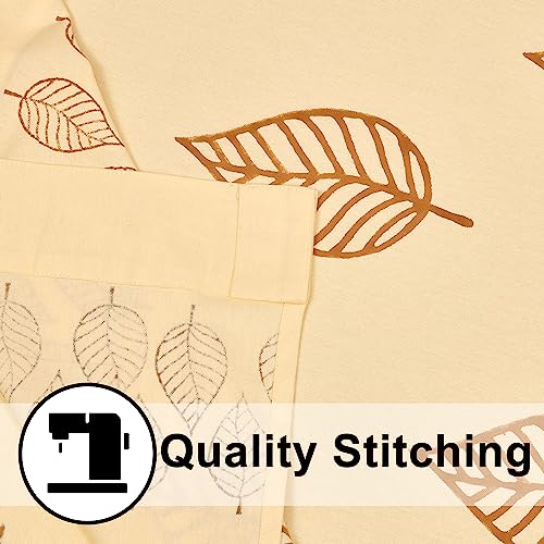 Image of THE LINEN COMPANY Cotton Duck Canvas Curtains 6 Feet Long, Printed Leaf Curtains for Door & Window, 6ft Set of 2, Pan Print