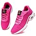 DYKHMATE Chaussures de Sport Femme Coussin d'air Baskets Legere Fitness Sport Sneakers Multicolore Respirante (Maille Rose,36 EU)
