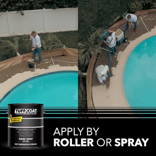 Image of Tuff Coat Medium Texture Rubberized Non-Skid Deck Coating - Textured Non-Slip Safety Surface for Pool Decks, Docks, Boat Ramps, Patios, Walkways & High-Traffic Areas (UT-206 Dark Gray 1-gallon)