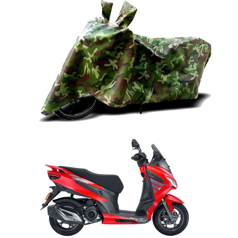 Image of 100% Water Resistant Bike Scooty Two Wheeler Body Cover Compatible for Aprilia SXR 160 STD /UV-Rays /Heat Protection /Birds Dropping /Scratchproof /Dust Proof /Waterproof /All Varient[Green MJ]