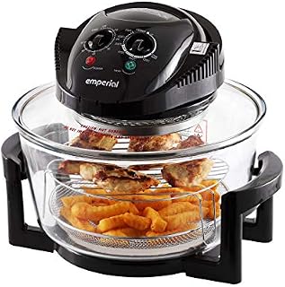 Emperial Premium Black 17L Halogen Convection Oven Cooker Air Fryer 1400W Includes Accesories Pack, Timer & Extender Ring
