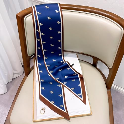 Image of Head Hair Scarf for Women,Silky Long Headscarf Purse Bag Scarfs for Handbag Fashion Satin Neck Scarves Accessories