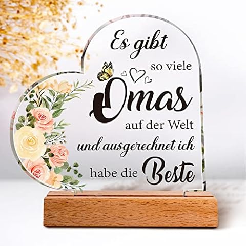 Geschenke für Oma, Geburtstagsgeschenk für Oma, Oma Geschenk Großmutter Geschenke von Enkelin Enkelkinder, Personalisiertes Dekorationsschild aus Acryl Cover
