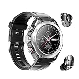 Smart Watch Built-in Bluetooth Earbuds Speaker,Desong 3 in 1 Round Fitness Tracker Watch,Speaker,Recording ,Calling, Body Thermometer,Blood Heart Rate Monitor,Sports Smart Wristband Long Time Standby