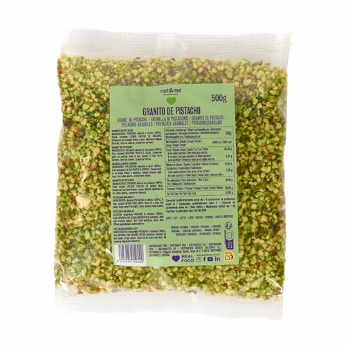 nut&me Granito de Pistacho 500 gr | Granillo de pistacho | Topping para Repostería | Fuente de proteinas | Keto | Alto en fibra | Vegano | Sin gluten | Sin aditivos ni conservantes