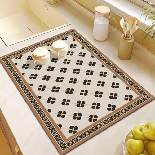 Dish Drying Mat,20"X16" Non-slip Rubber Backed Ultra Absorbent Ultra Absorbent Hide Stain Fit Cabinets Shelf Dish Rack Coffee Machine by Tatibana - Image 8