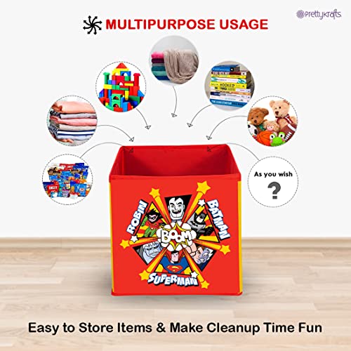 Image of DC SuperFriends Foldable Square Storage Box Organizer for Toys for Kids (Blue, Small, 10 x 10 x 10 inch)