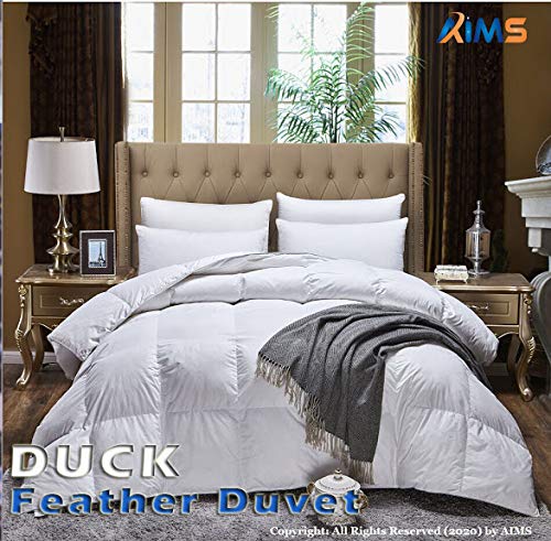 AIMS - Edredón de plumas de ganso y plumón de pato cosido, calidad de hotel, suave e hipoalergénico para cama individual, doble, king y almohadas, Edredón de plumas de pato, Doublé
