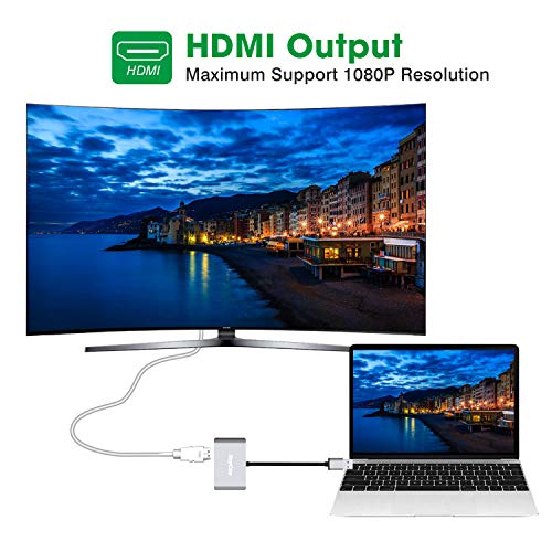 USB to HDMI VGA Adapter, USB 3.0 to HDMI Converter 1080P, Support HDMI VGA Sync Output for Windows 10/8/7 Only, NO Mac OS/Linux/Vista