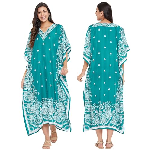 Image of Oussum Women Kaftan Plus Size Polyester Summer Lightweight Caftan Swimsuit Cover Ups Maxi African Mumu Lounge House Dress