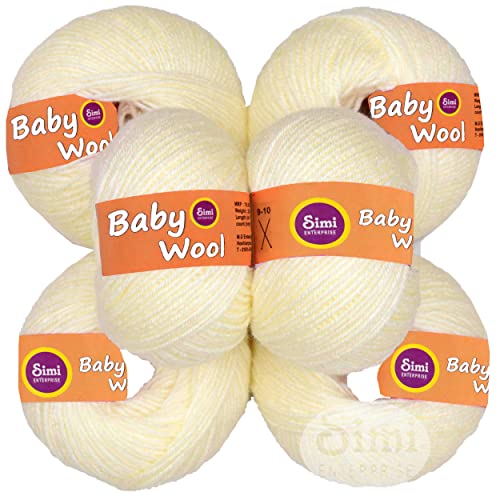 Image of 100% Acrylic Wool Cream 8 Pc Baby Wool 4 ply Wool Ball Hand Knitting Wool /Art Craft Soft Fingering Crochet Hook Yarn-Kart-GA
