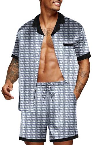 Image of Ekouaer Mens Satin Pajamas Set Button-Down Short /Long Sleeve Shirt Top Soft Silk Sleepwear Loose Pocket Pant Loungewear