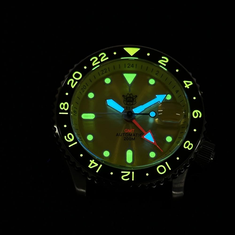 STEELDIVE SD1994 żółte GMT NH34 automatyczne mechaniczne męskie zegarki 200 m wodoodporny ceramiczny pierścień szafirowy zegarek nurkowy