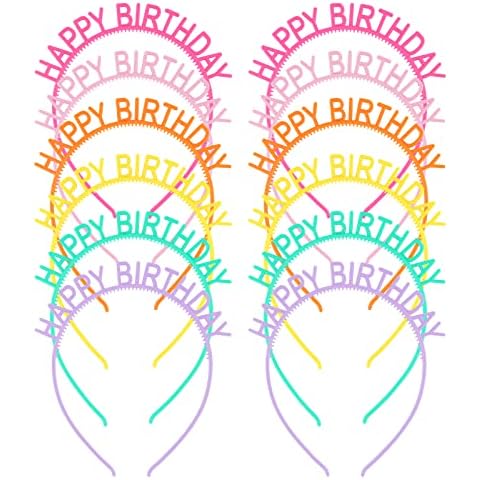 Candygirl 12Pcs Happy Birthday Headbands Girl Birthday Crown Tiara for Women Kids Plastic Hairbands Birthday Gift Party Supplies for Kids and Adults Cover