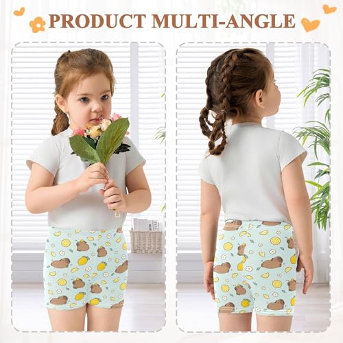 Capybara with Lemons Girls Shorts Elastic Waist Sports Shorts Girls Leggings Pants for 4-10 Years4