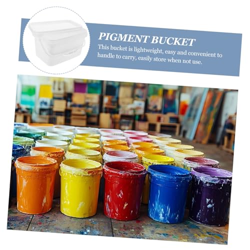 Cubo de pintura blanca rectangular con tapa y mango para barnices 5