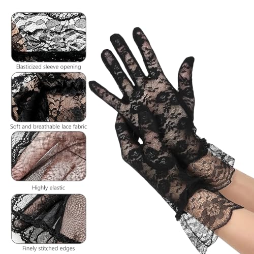 WSOAFVK 2 Pièces Voile Noir, Voile De Mariée Noir Halloween, avec Gants, Gothique Accessoires de Costume pour Halloween, Carnaval, Cosplay Carnaval Photographie et Pâques – vue 3