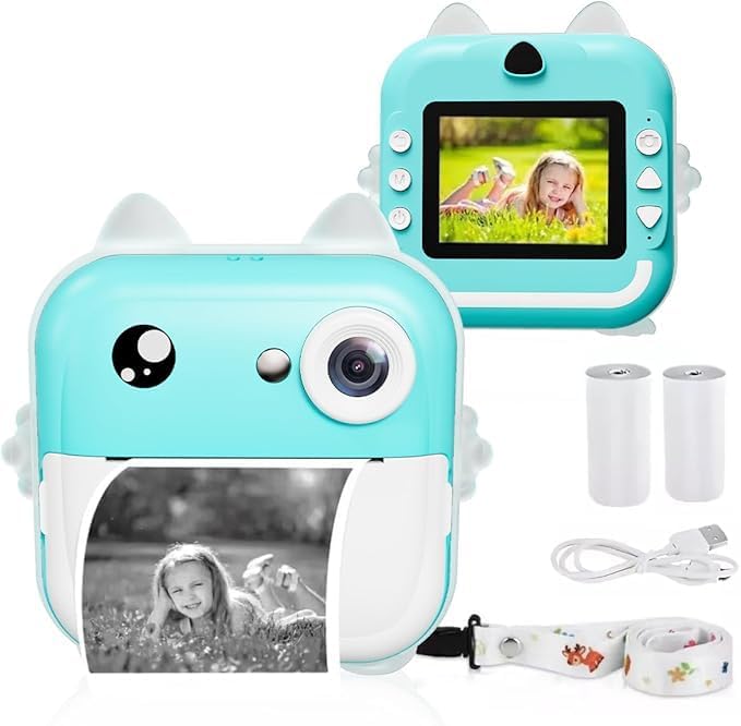 Câmera Digital Infantil Portátil 20MP Azul