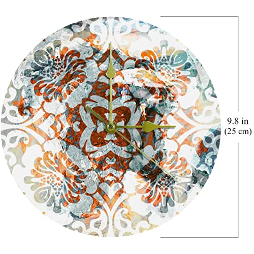 Horloge murale mandala acrylique 24cm pendule ronde silencieuse