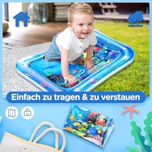 Dusor Wassermatte Baby Spielzeug 3 6 9 Monate, Wasserspielmatte BPA-frei, Spielmatte Baby, Aufblasbare Bauchzeit Matte, Spaßaktivitäten Das Stimulationswachstum Ihres Babys, Ostergeschenke Kinder