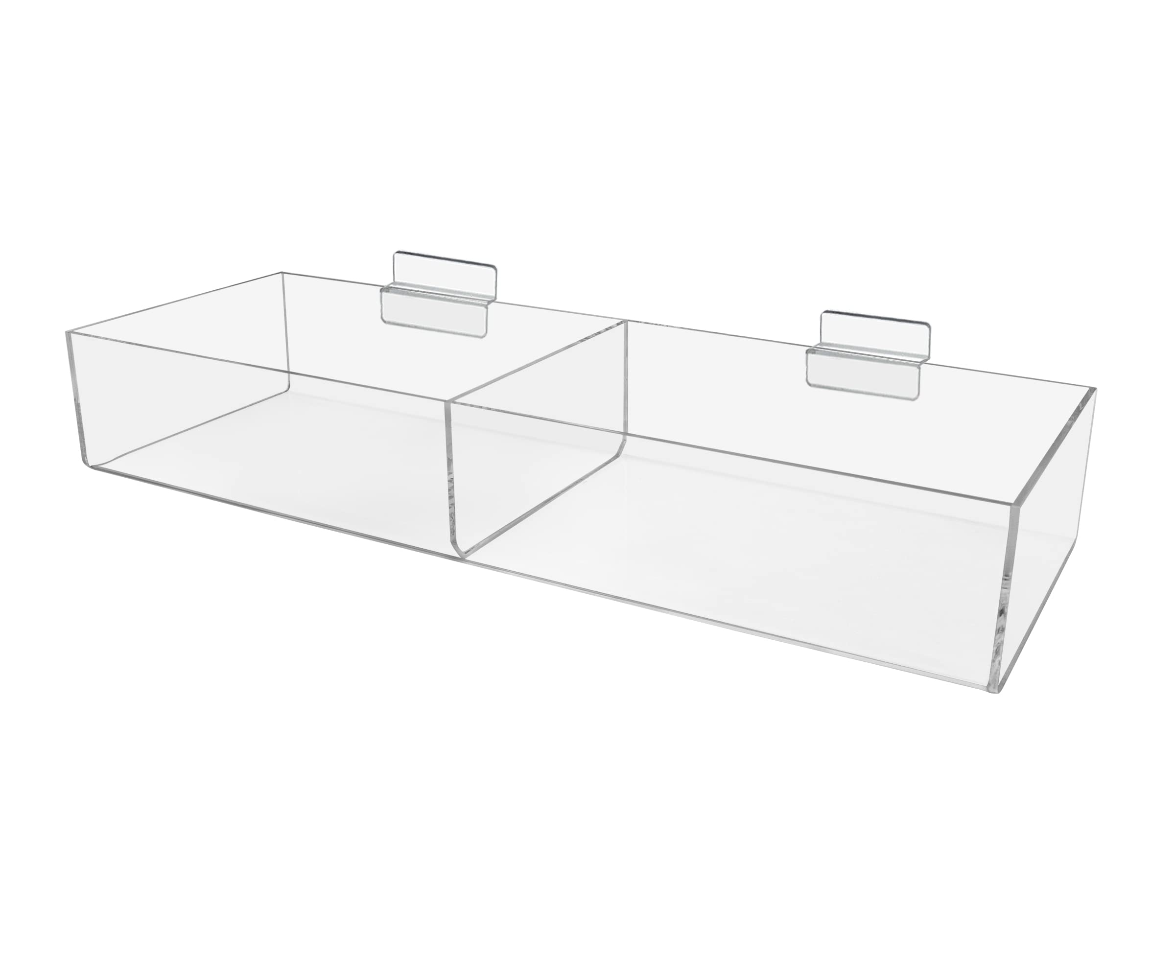 Marketing Holders Slatwall Acrylic Retail Tray Double Compartment 16.75