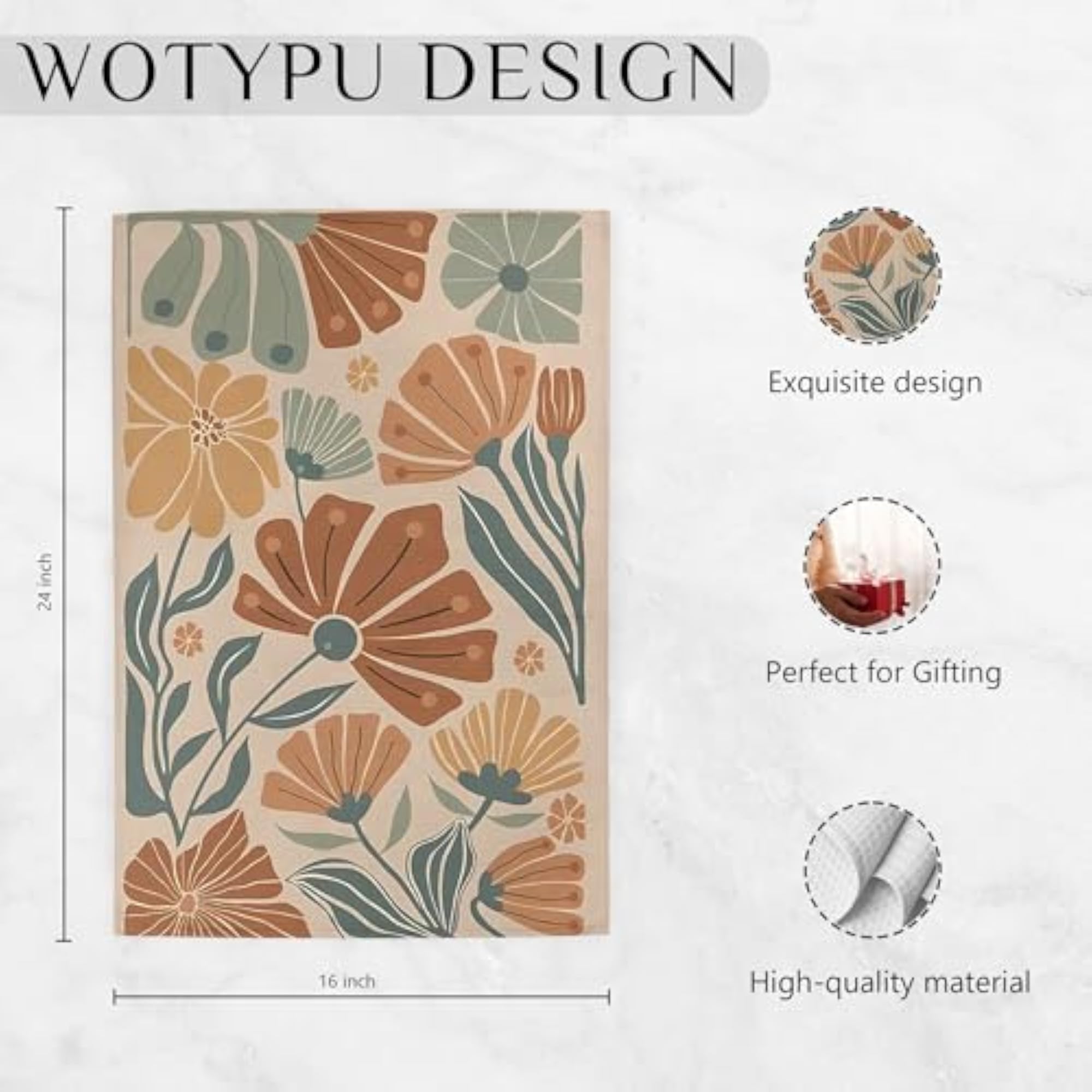 Vintage Boho Floral Kitchen Towels, 2pcs