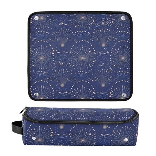 Art Dots and Lines Blue Bolsa para herramienta de cabello para viaje y tapete resistente al calor, grande para planchas de cabello, maletín de viaje para rizadora, planchita y secador plano, esenciales para mujeres miniatura 3