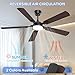 Crazypai Ceiling Fans with Lights, 52 Inch Modern Ceiling Fans with Lights and Remote Control, DC Reversible Motor, Noiseless, 3CCT, Ceiling Fan for Bedroom, Living Room, Apartment Indoor/Outdoor Use