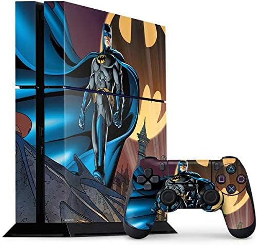 Skinit Decal Gaming Skin Compatible with PS4 Console and Controller Bundle - Officially Licensed Warner Bros Batman in The Sky Design